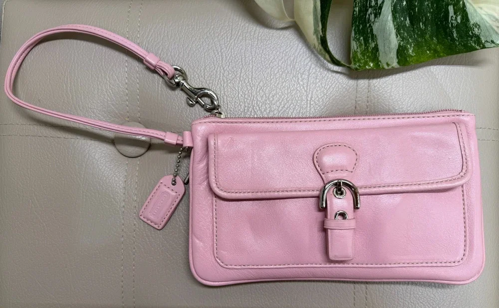 Vintage Coach Purse, Barbie Pink Wristlet Clutch, Very Good Condition